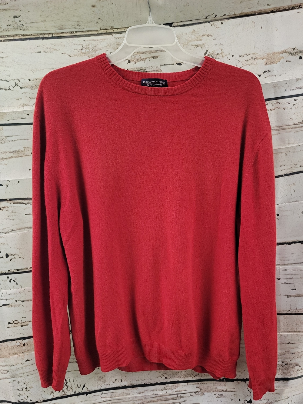 Roundtree & Yorke Cashmere Sweater Men’s XL Red Crew Neck Preppy Classic